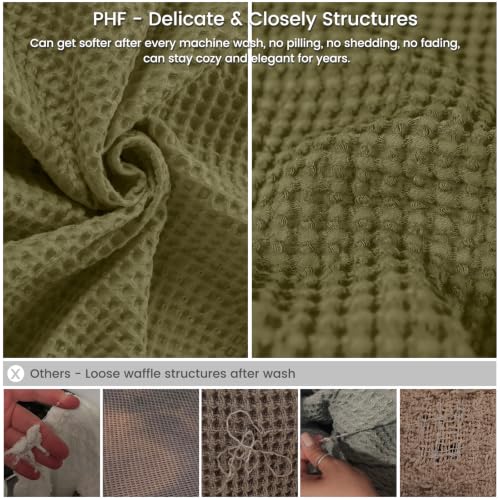 Image of PHF Pre-Washed Cotton Waffle Weave Blanket Twin Size for Bed, Snag Proof Throw Blanket for Couch Spring Summer Lightweight Breathable, Oeko-TEX Certified, Machine Washable, Home Decor Gift - Dark Oil