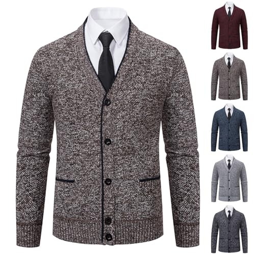 Cardigan Sweaters for Men Knitting Full Button Up V Neck Dressy Business Work Sweater Slim Fit Fall Winter Cradigan