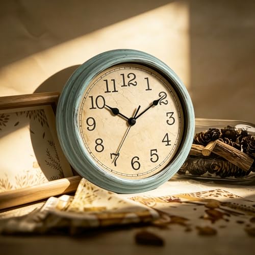 Image of Wall Clock, 9 Inch Silent Wall Clocks Battery Operated, Decorative Clocks for Kitchen Living Room, Bedroom (Teal)