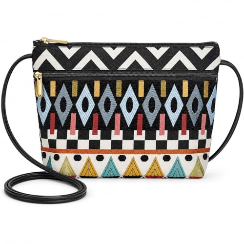 Image of Danny K. Women's Tapestry Zipper Purse Crossbody Handbag, Adjustable Cord, Handmade in USA