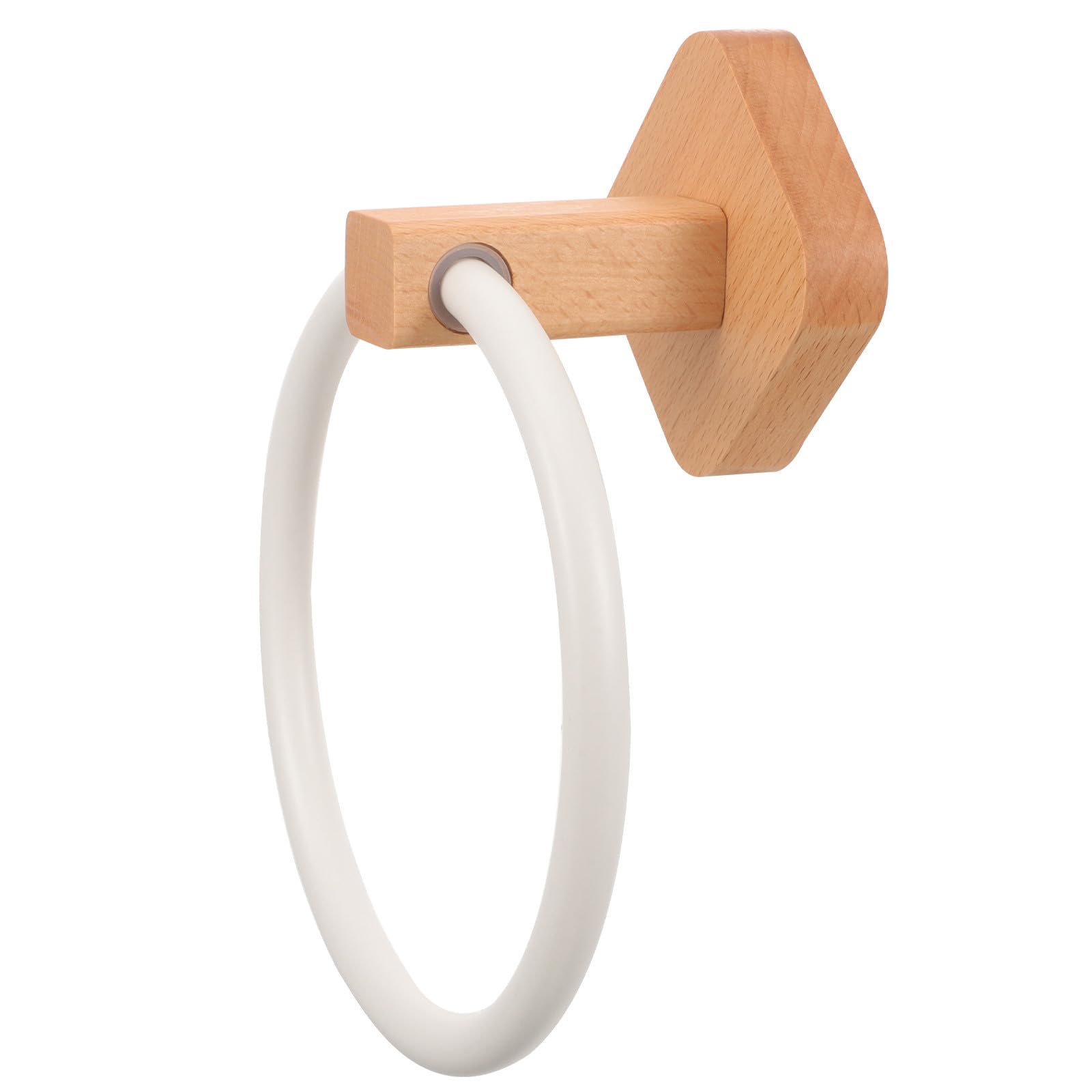 Tofficu Toallero de Mano de Madera Beige Almacenamiento de Toallas y Estructura Simple, Perchero Práctico para Baño Estilo Clásico y Montaje sin Taladro