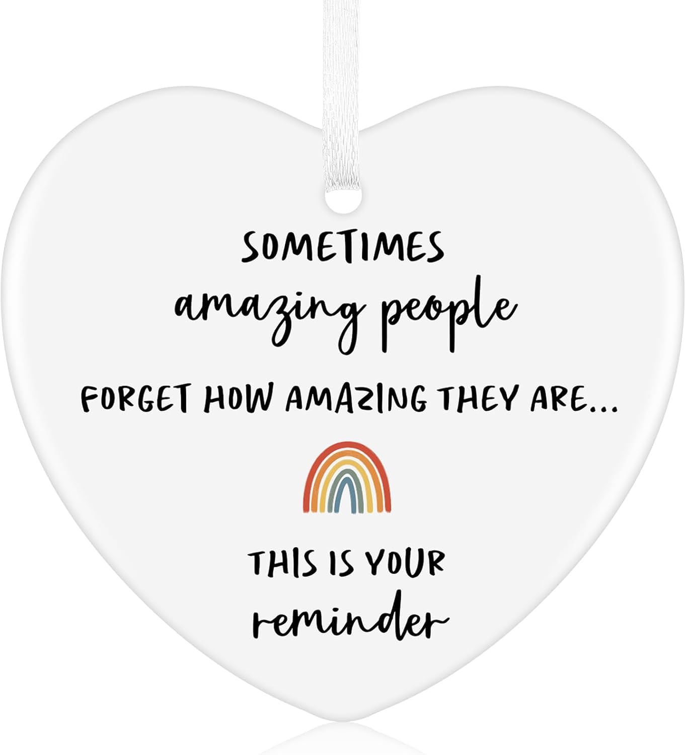 Merzio Women's White Thank You Gift For Men, Sometimes Amazing People Forget How Amazing They Are Ceramic Heart Keepsake, Appreciation Gifts For Colleague Friend Mentor, Leaving Good Luck Present