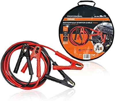 PROFESSIONAL OSRAM STARTER CABLE 700A, Cables de arranque para motores de gasolina y diésel, 12/24V, OSC250, Cable de puente para motores ≤5,5L, Cables multitrenzados de cobre puro, 3,5m