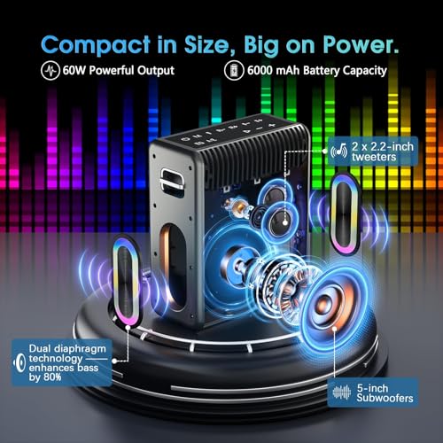 karaoke machine with two wireless microphonesportable bluetooth speaker for adults amp kids pa system with 2 voice mode led lights supports twsauxusbtf for party