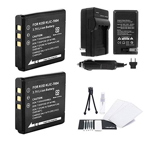 Ultrapro Klic-7004 Battery 2-Pack Bundle With Rapid Travel Charger Accessory Kit For Select Kodak Cameras Including Playsport, Playtouch, And Playsport Zx3 #TOP2