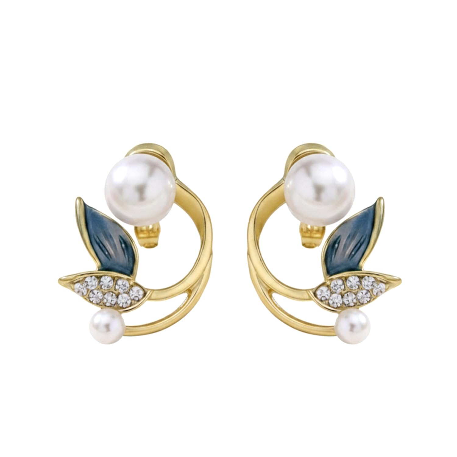 BY EVERSTYLISH Pearl & Leaf Ear Cuff Earrings for Women | Elegant Dual-Style Stud Set | Lightweight Statement Jewelry for Effortless Glam Looks-image-29