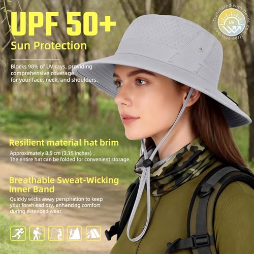 Sombrero solar UPF 50+ de ala ancha plegable miniatura 2