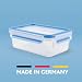 EMSA Clip & Close Frischhaltedose, rechteckig, 8 L, mit Deckel, Aufbewahrungsbox, 100 Prozent dicht, spülmaschinen-, gefrier-, mikrowellenfest, Transparent, Blau, Made in Germany, 508548