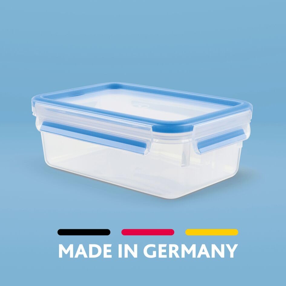 EMSA Clip & Close Frischhaltedose, rechteckig, 10,6 L, Maxiformat, Aufbewahrungsbox, 100 Prozent dicht, spülmaschinen-, gefrier-, mikrowellenfest, Transparent, Blau, Made in Germany, 508549