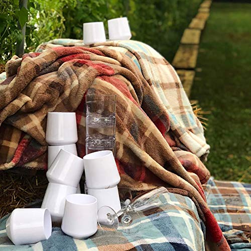 Drinique Unbreakable Stemless Wine Glasses (Set Of 4) 12Oz Tritan Plastic Stemless Glassware For Indoor Or Outdoor Use - White #TOP2