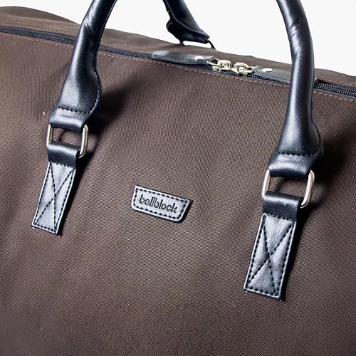 Image of Bellblock Travel Duffle Bags for Men /Women /Family /Vacation /Luggage | Spacious Interior, Separate Side Pockets for Shoes etc | Cotton Canvas | Mocha Black