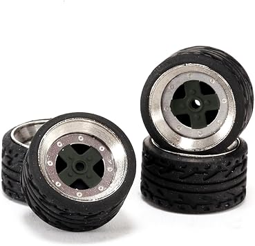 WAVEIST Carlomo 1/64 Scale N-Class Alloy Wheels and Rubber Tires with Axles Detail Up Kits 4pcs/1 Kit Modified Parts for 164 Diecast Model Cars N009B