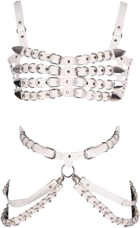 Women Full Body Harness Bra Chest Dtrap PU Leather Waist belt lingerie cage Set Waist Punk Gothic Dance Photography Rock