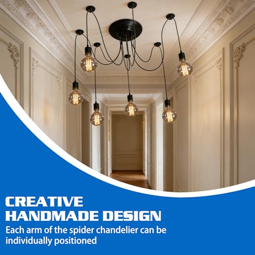 Lámpara de araña industrial E27 con cables de 1.5m de diseño geométrico 5