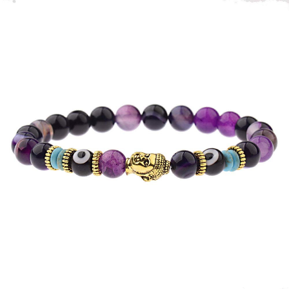 Pierre naturelle solution style durable bracelet élastique violet robuste