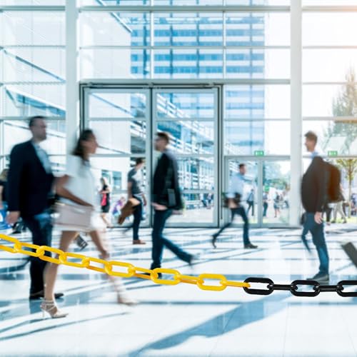 Relaxdays Absperrkette, 20 m, Kunststoff, Absperrung Baustelle, Parkplatz, Warteschlangen, Kunststoffkette, schwarz/gelb