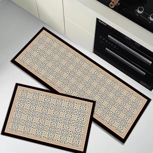 Image of Roslen Kitchen Mat for Floor Anti Slip, 2 Piece Non Slip Kitchen Mats for Floor, Comfort Standing Runner Rug Carpets, Anti Skid Memory Foam Standing Mats for Kitchen, Office, Sink and Laundry