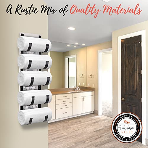 Autumn Alley Farmhouse Towel Holder, Rustic Wine Rack, Rolled Towel Rack, And Wine Holder For Farmhouse Bathroom Accessories Décor, Wall Mounted Towel Rack, Rustic White #TOP1