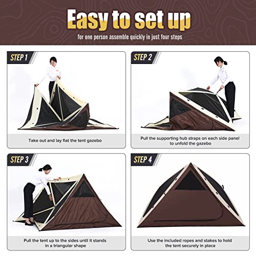 Image of MASTERCANOPY 7x7 Portable Screen House Room Pop up Gazebo Outdoor Camping Tent (7x7, Beige&Coffee)