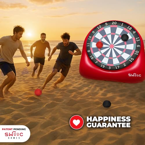 Swooc Games - Premium Inflatable Giant Kick Darts (15+ Ways to Play) - Jumbo Soccer Dartboard w/Air Pump - Big Carnival Games - Giant Outdoor Games - Oversized Dart Board Yard & Lawn Game Kids & Adult