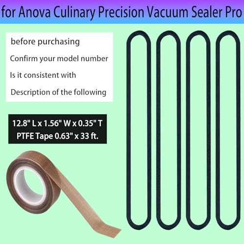 4 Pack Foam Replacement Gaskets compatible with Anova Culinary Precision Vacuum Sealer Pro,Teflon Tape/PTFE Tape for Anova Culinary Precision Vacuum Sealer Pro(PTFE Tape 33 Feet) (12.8*1.56*0.35)