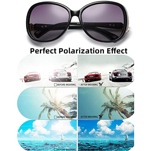 Image of LNTICB Polarized Sunglasses for Women Fashion Ladies Shades Large Frame Trendy Stylish Sun Glasses UV Protection