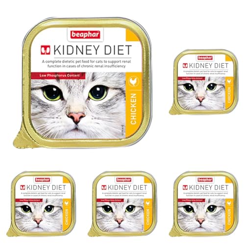 Beaphar | Kidney Diet for Cats | Supports Renal Function | Renal Insufficiency | Vet Recommended | Kidney Care | Low Protein & Low Phosphorus | Chicken Flavour | 100g (Pack of 5)