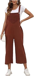 Mono De Mujer Monstruos Sueltos Casuales De Color Sólido para La Pierna Ancha, Lino De Algodón