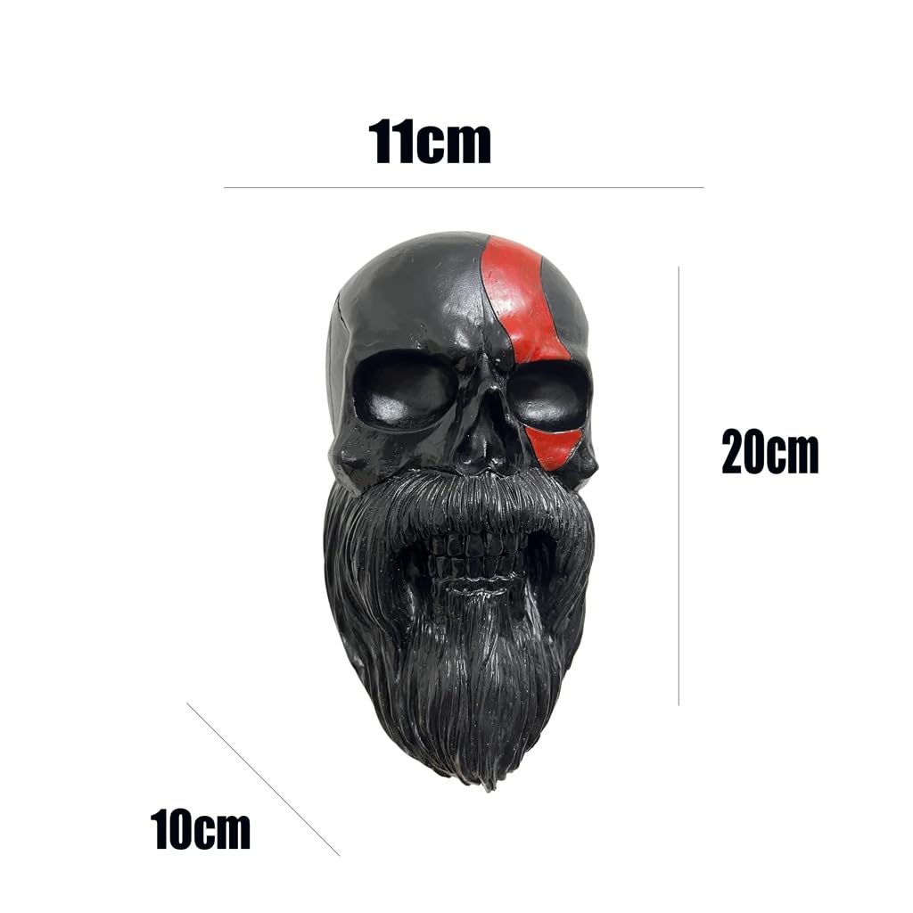 Motorcycle Skull Helmet Holder, Porte-Crâne, Monté Mural la Résine Étalage Casque, Artisanat Amovible en Résine pour Décoration Murale en Forme Tête Fantôme(Black)