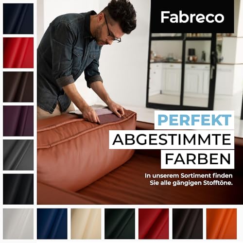 Fabreco - KUNSTLEDER Schwarz Meterware (1M x 140cm) – Lederimitat in Lederoptik - Bezugsstoff Meterware für Möbelstoffe - Stoffe für Stühle Beziehen - Polsterstoff, Polsterbezug & Möbelstoff (Schwarz)