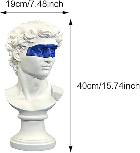 Miniatura 9 de LKXHarleya Estatua de busto griego de 15.75 pulgadas de resina creativa de David, estatua réplica de escultura, decoración de oficina en casa, color