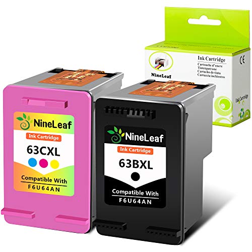 Nineleaf New Generation Remanufactured Ink Cartridge High Yield Compatible For Hp 63Xl 63 Xl 63 Officejet 5255 5258 Deskjet 1112 2130 2132 3630 3632 Hp Envy 4512 4513 4520 (1 Black, 1 Tri-Color) #TOP9