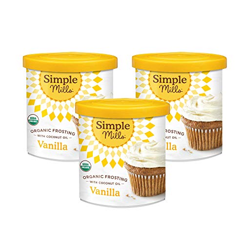 Simple Mills Organic Vanilla Frosting with Coconut Oil, Birthday Cake Frosting, Made with whole foods, 3 Count (Packaging May Vary)