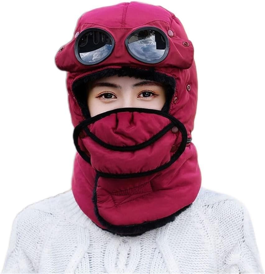 Women's Russian Snow Skiing Hat Caps Women Earflap Winter with Glasses Bomber(Gray)