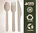 Disposable Sturdy Wooden Cutlery Set | 300 pieces 100% Biodegradable, Eco-Friendly Natural Wooden Utensils, 6” Length, 100 Forks, 100 Spoons and 100 Knives by Spark Nature Silverware| Eco-Friendly Box