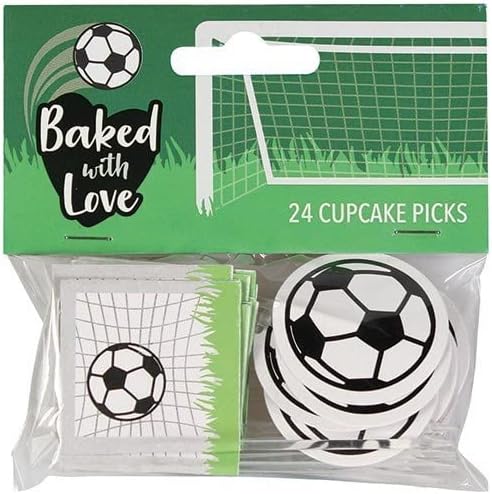 Baked With Love Football Cupcake Picks, Football Cake Decorations, Cake Toppers - 24 Pack