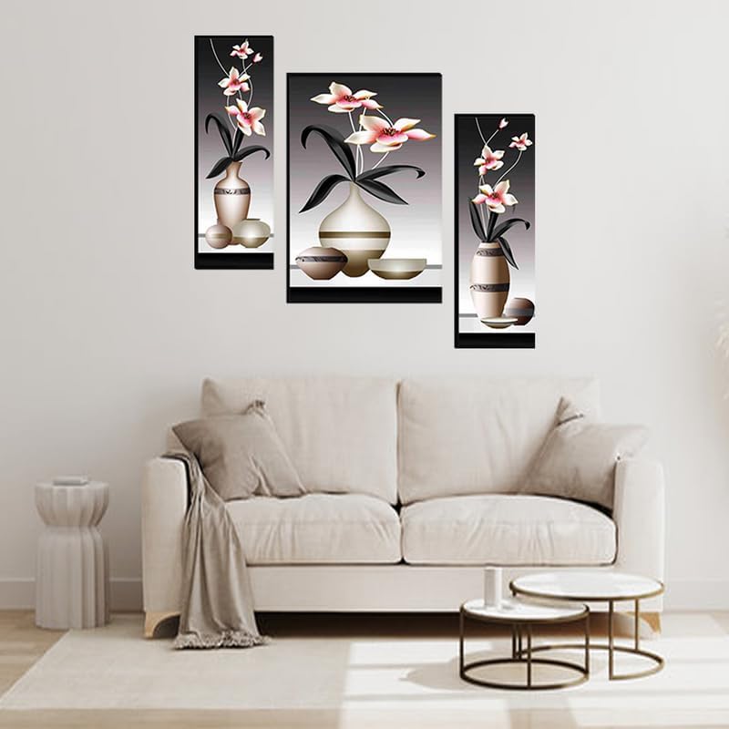 KRAFT KREW Set Of 3 Scenery 3d Framed Wall Paintings for Living Room Big Size, Bedroom, Home Decoration, Decor, Office (45X30 CM) MZ33