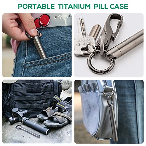 Porta-comprimidos grande chaveiro. Estojo de comprimidos de titânio TISUR para bolsa de viagem, orga