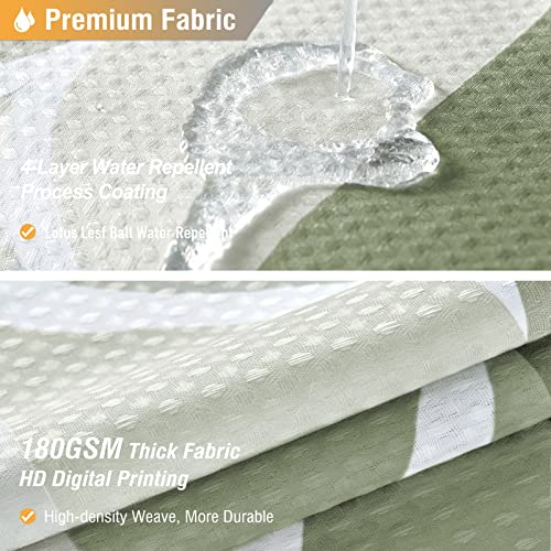 Bttn Sage Green Shower Curtain, Abstract Geometric Waffle Weave Weighted Fabric Shower Curtain Set With 12 Metal Hooks, Aesthetic Chic Thick Cloth Shower Curtains For Bathroom, Machine Washable, 72X72 #TOP1