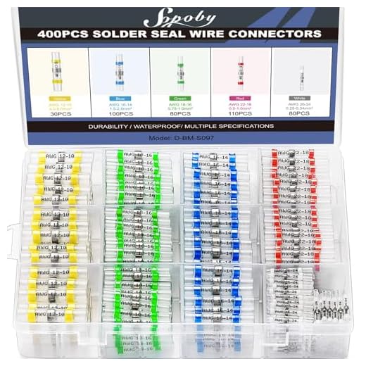 400PCS Solder Seal Wire Connectors, Sopoby Self Soldering Heat Shrink Butt Connector Solder Sleeve Waterproof Insulated Electrical Butt Splice Wire Terminals for Marine Automotive Boat Truck