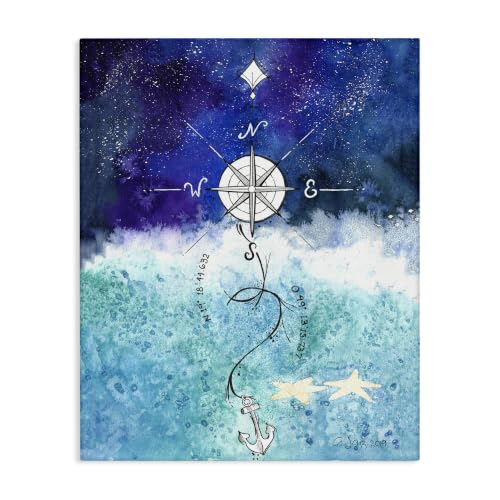 Stupell Industries 'Night Sky Blue Ombre Ocean Waves Nautical'| Canvas Art