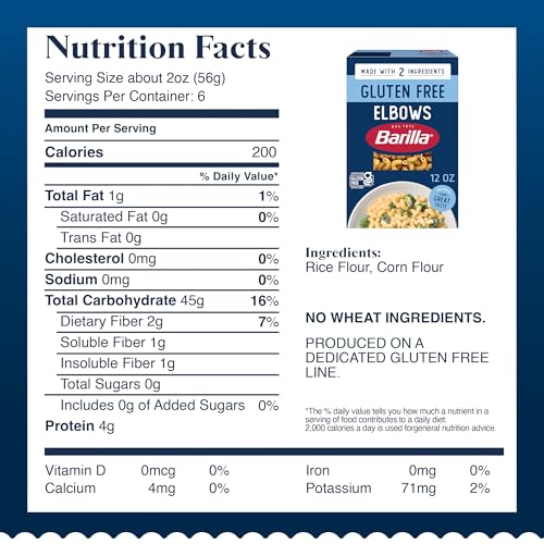 Image of BARILLA Gluten Free Elbows Pasta, 12 Ounce - Non-GMO Gluten Free Pasta Made with 2 Ingredients