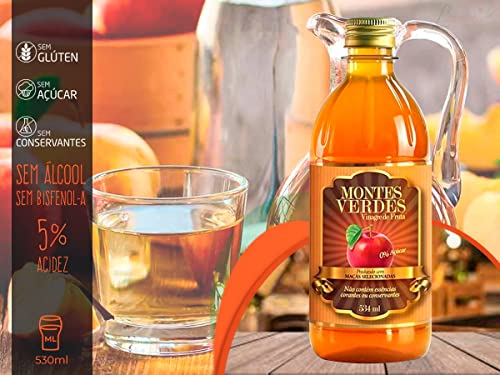 Kit 6 Vinagre De Maçã Montes Verdes 530ml 5% Acidez
