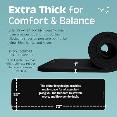 Retrospec Solana Yoga Mat 1 Thick w/Nylon Strap for Men & Women - Non Slip Exercise Mat for Home Yoga, Pilates, Stretching, Floor & Fitness Workouts