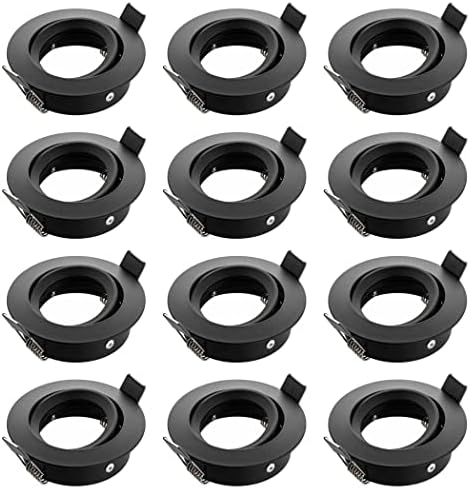 SEBSON® 12x Downlight Swiveling incl. GU10 Lamp Holder - Mounting Hole ø75mm, LED/ Halogen, Black Recessed Ceiling Light Tiltable, Mounting Frame Aluminium