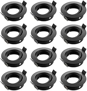 SEBSON® 12x Downlight Swiveling incl. GU10 Lamp Holder - Mounting Hole ø75mm, LED/ Halogen, Black Recessed Ceiling Light Tiltable, Mounting Frame Aluminium