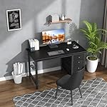 Lufeiya Small Gaming Desk with 4 Fabric Drawers, 40 Inch Kids Girls Teen Cute Study Desk for Bedroom, Reversible Work Computer Writing Table Desks for Small Space Home Office, Black - Image 2