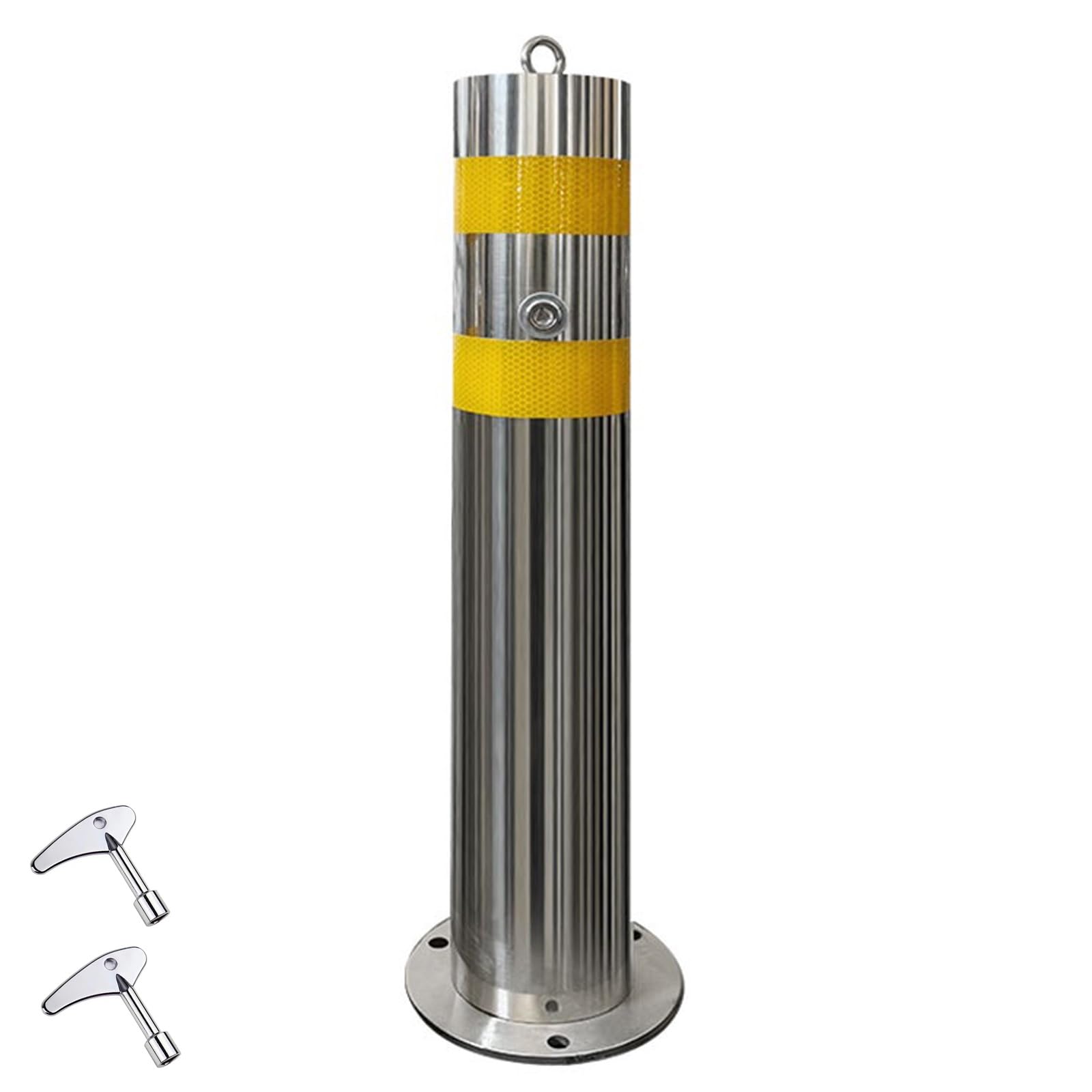 Paletti Delimitazione Rimovibili da 60 Cm, Paletto in Acciaio Inox 304 con Bande Riflettenti, Dissuasore Parcheggio con Bloccaggio per Vialetto, Garage, Controllo del Traffico(17cm/7in)
