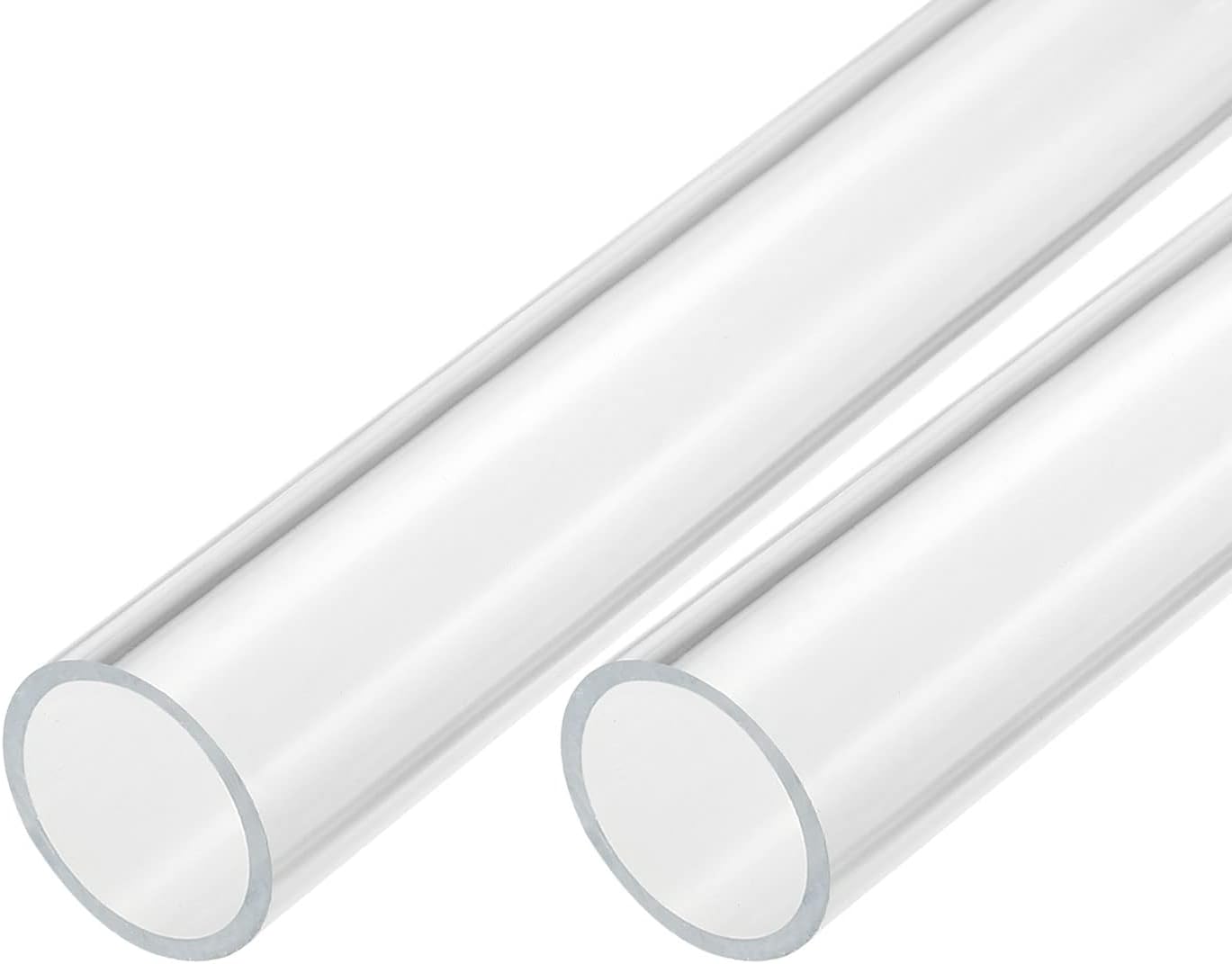 MECCANIXITY Acrylic Pipe Clear Rigid Round Tube 42mm(1.6") ID 45mm(1 3/4") OD 14" for Lamps and Lanterns, Water Cooling System 2pcs