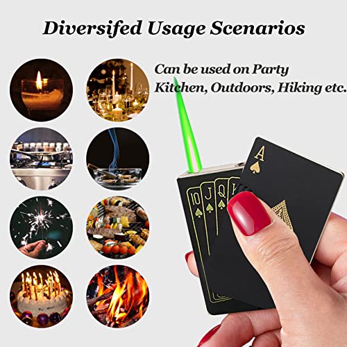 Jet Torch Lighter, Refillable Butane Playing Card Lighter, Exquisite